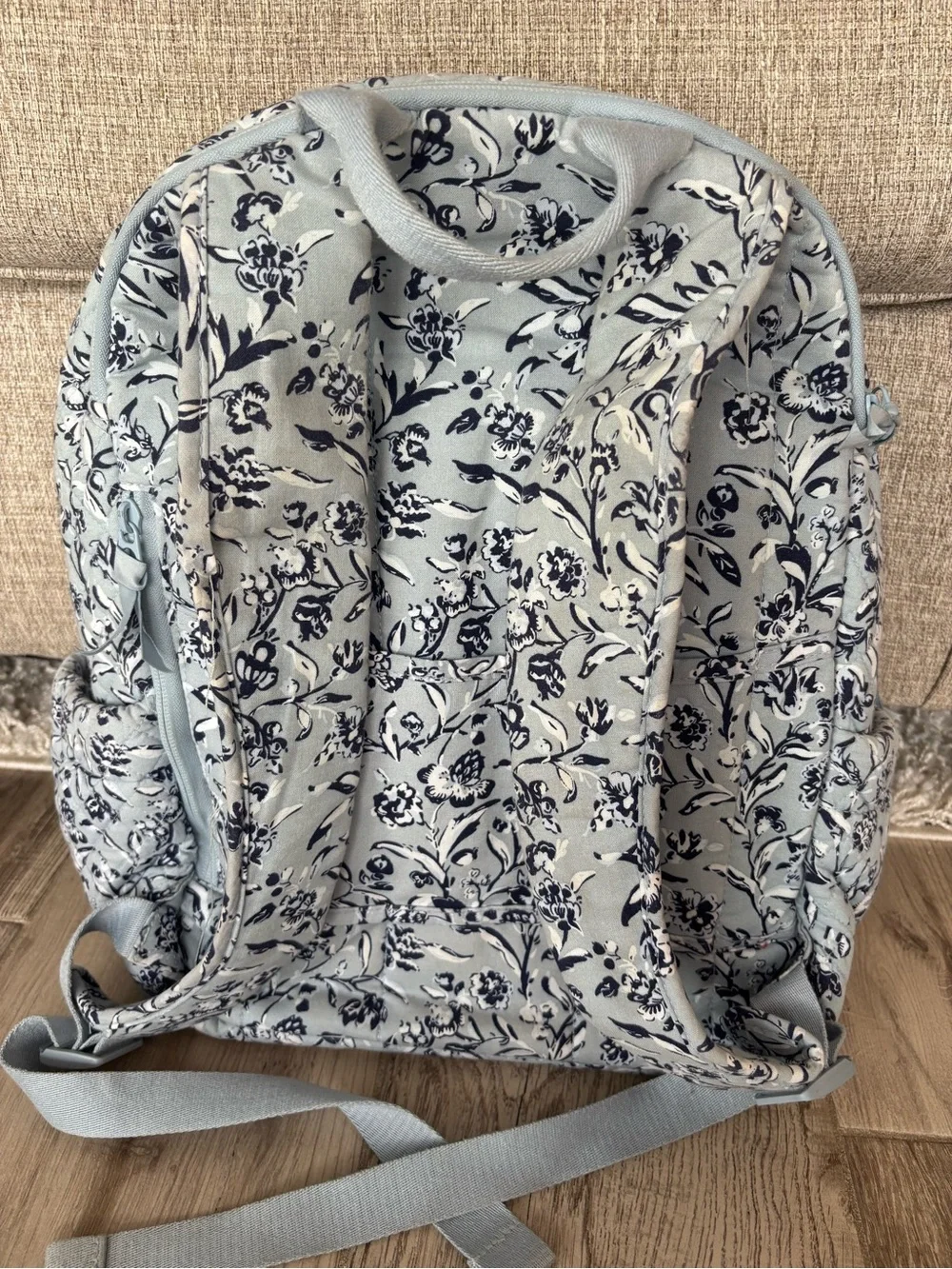 Vera Bradley Light Blue Quilted Floral Backpack in excellent condition